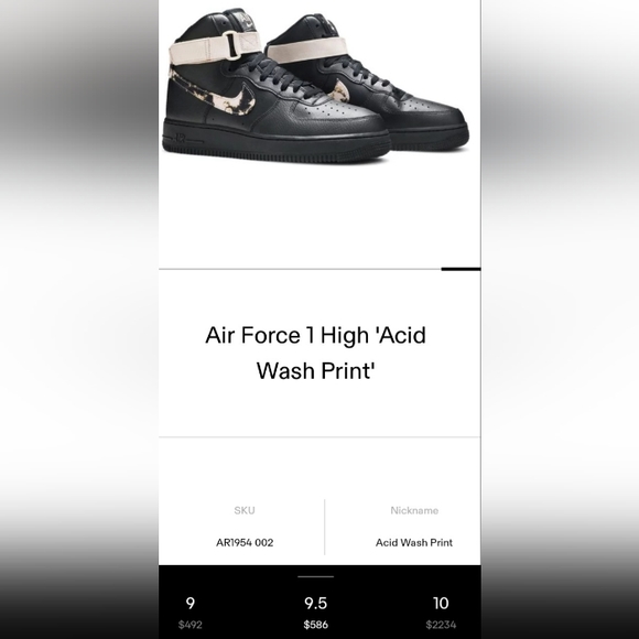AIR FORCE 1 HIGH- SIZE 9.5- BLK/PARTICLE BEIGE- ACID WASH - Picture 4 of 12